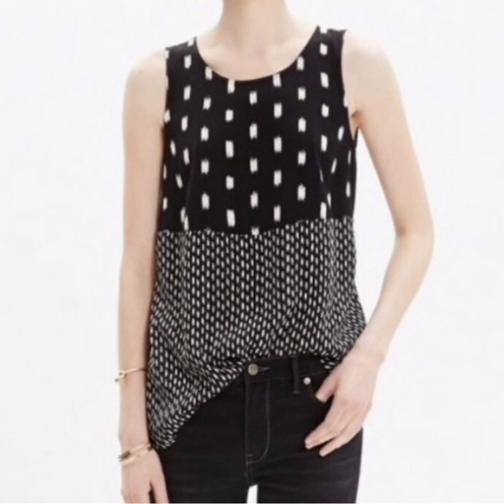 Madewell Sunbase Black Ikat Print Tank Size Small
